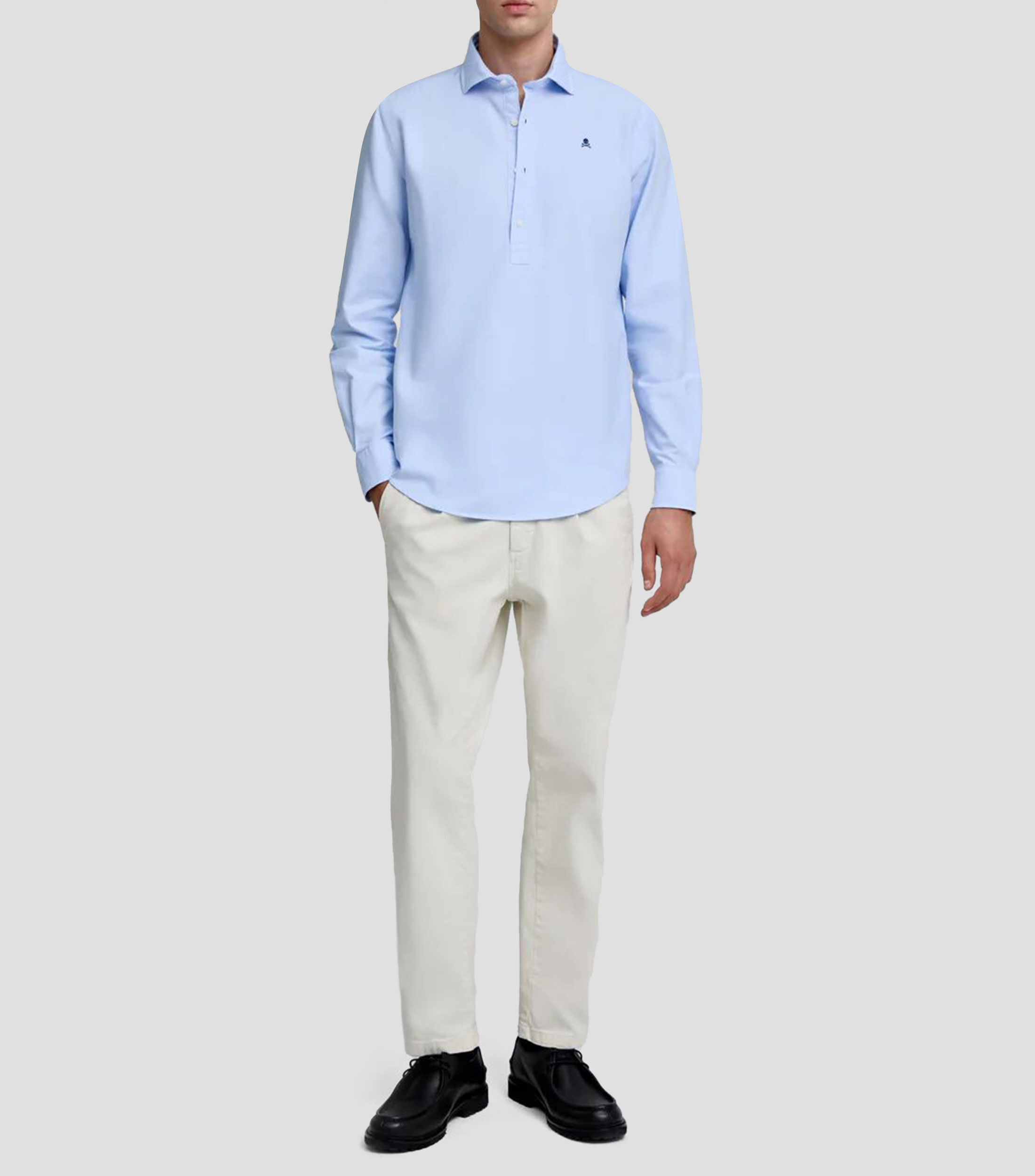 Camisa liso manga larga Hombre